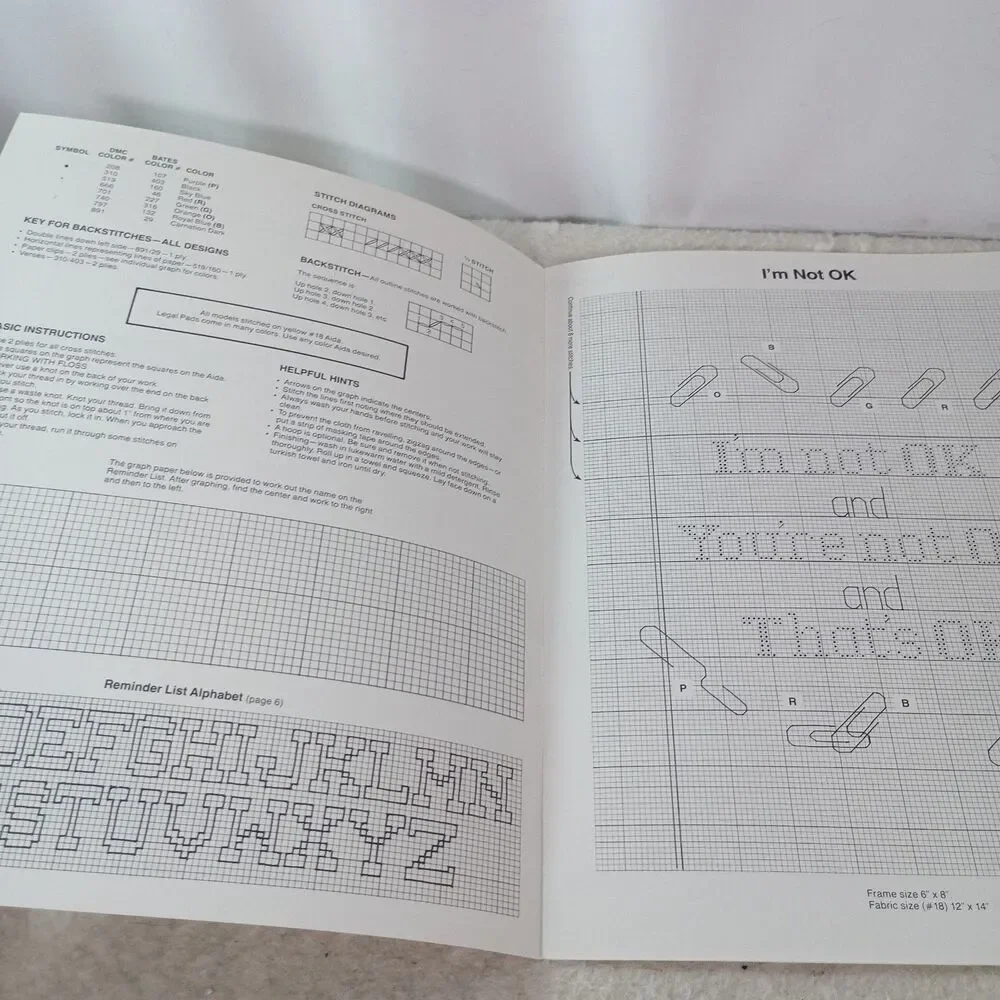 Vintage Imaginating Legal Pad Lines Cross Stitch Pattern Booklet 17 Office Sayin